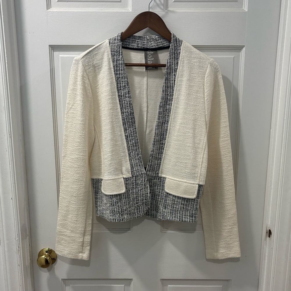 Anthropologie Dolan Left Coast Sheridan Open Front Blazer Size Medium Off White - Picture 3 of 8